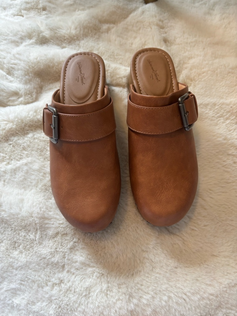 Comfort-Fit Brown Leather Mule Clogs with Buckle - Picture 3 of 6